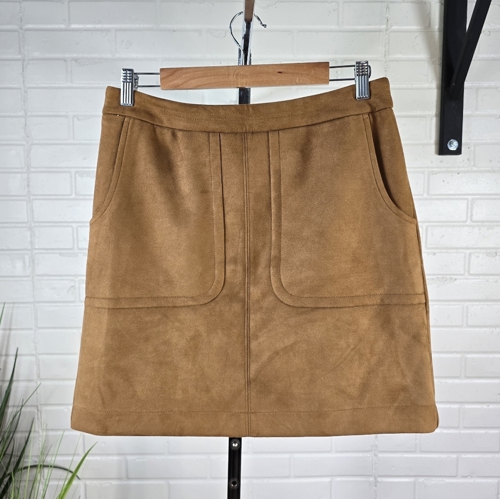 NWT Loft Tan Soft Shell Faux Suede Skirt Size 8 - Picture 8 of 8
